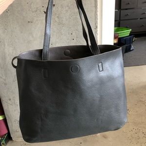 Reversible Faux Leather Grey Tote Bag